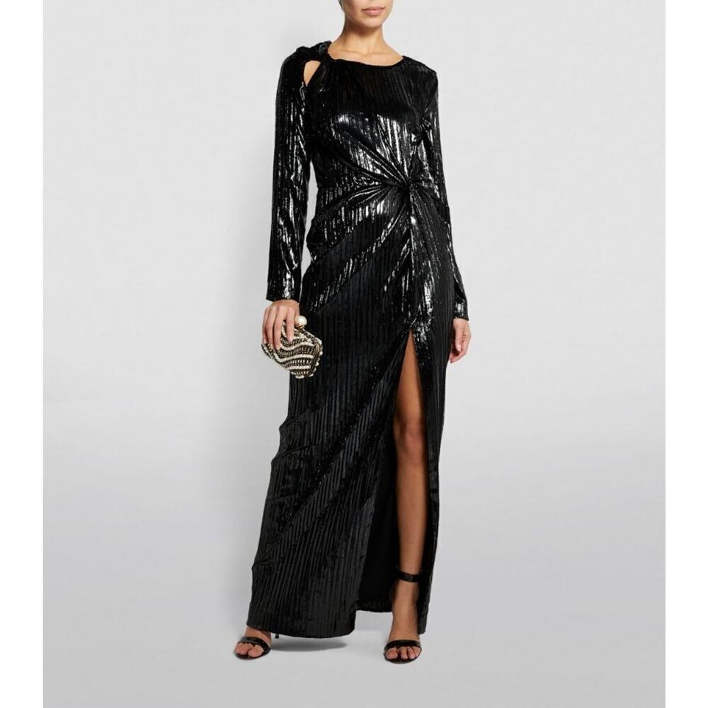 NWT DIANE VON FURSTENBERG DVF ARIAH Velvet Gown Size 6 Black 2C457